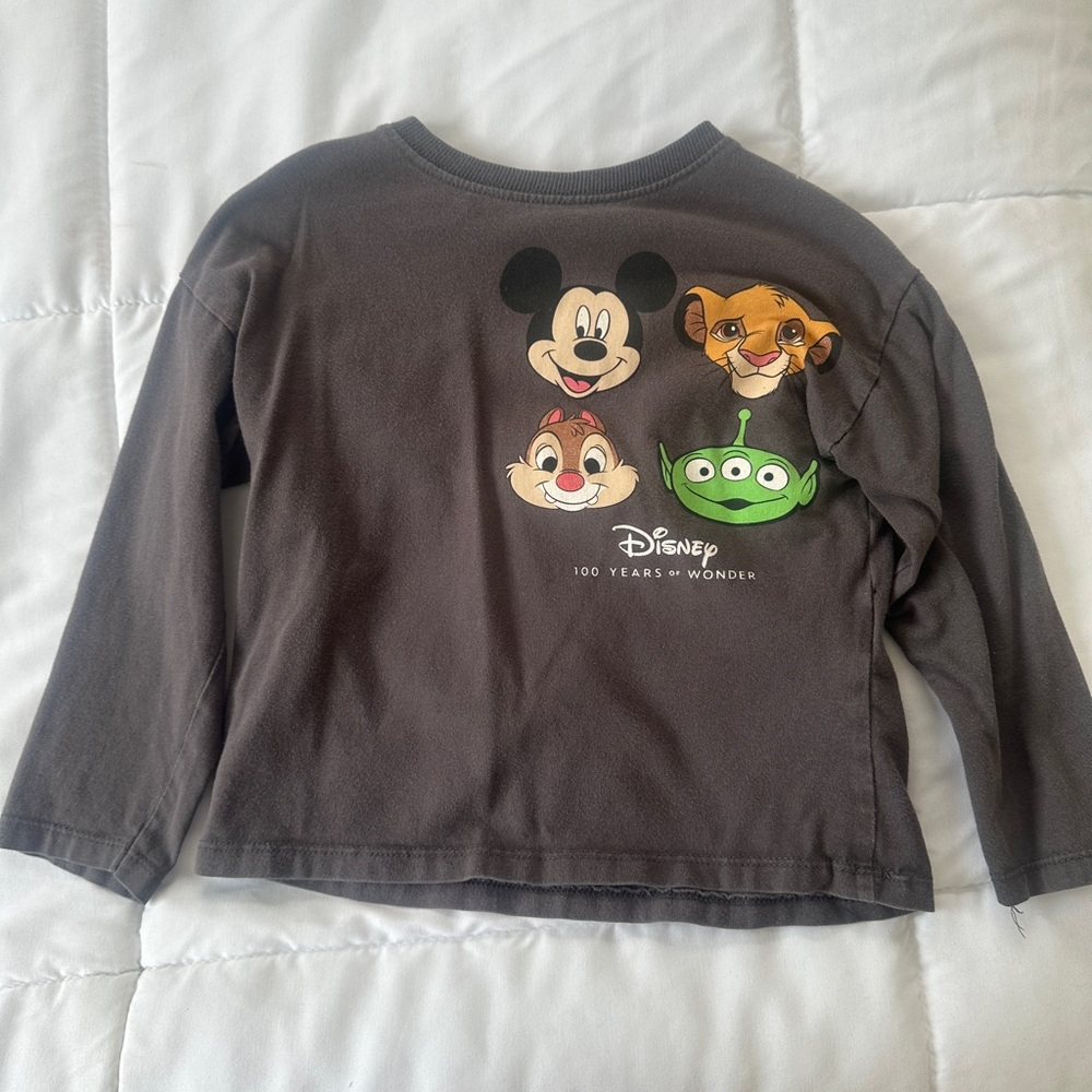 Disney Kids Charcoal Long Sleeve Tee with Characters